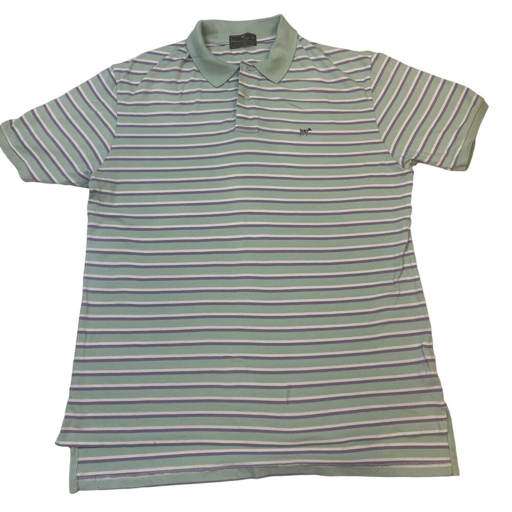 Southern Point Co. Mens Large Striped Polo Shirt Short Sleeve Grayton Polo Green